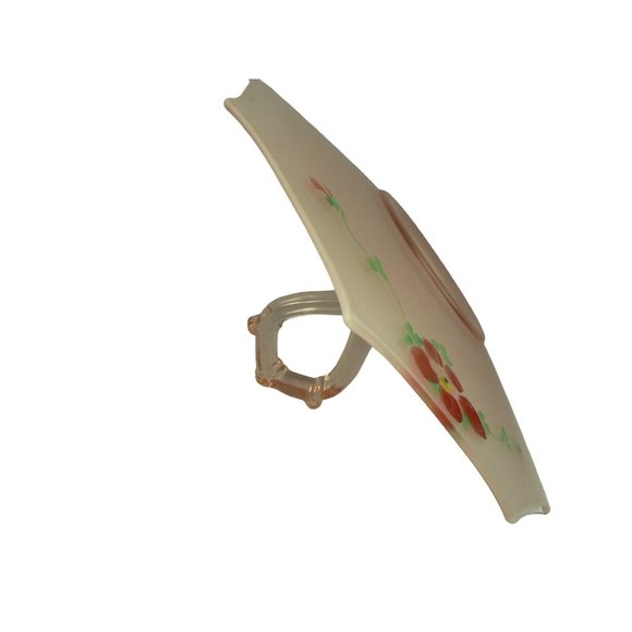 Server Depression Glass Frosted Pink Octagonal Sandwich Dessert Hand Painted 8 s - Picture 5 of 12